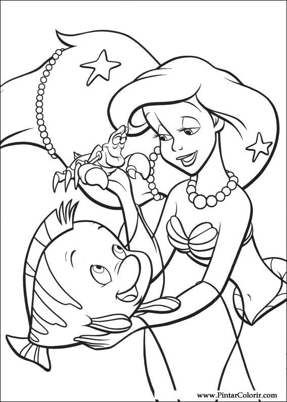 Drawings To Paint & Colour The Little Mermaid - Print Design 003