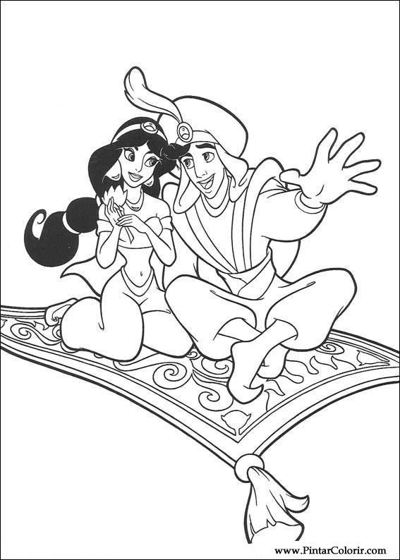 Dibujos para pintar y Color Aladdin - Diseño de impresión 054