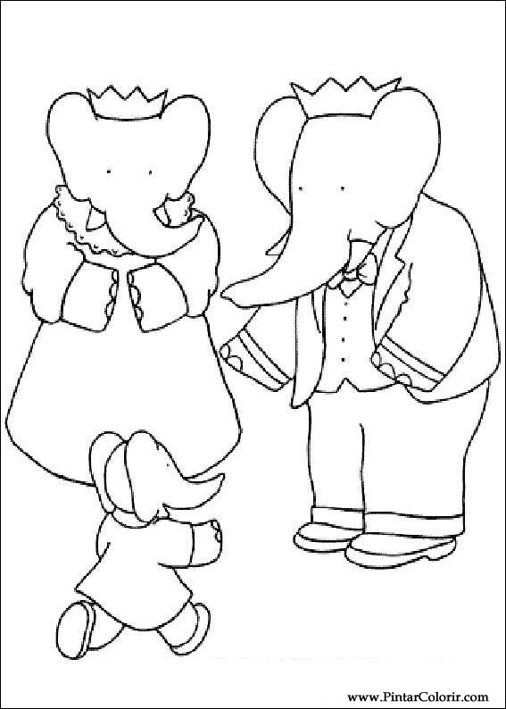 Pintar e Colorir Babar - Desenho 002