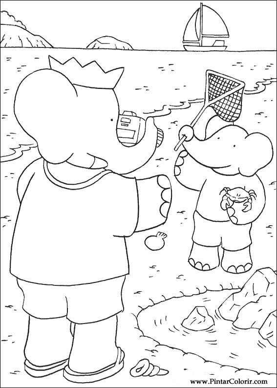 Pintar e Colorir Babar - Desenho 012