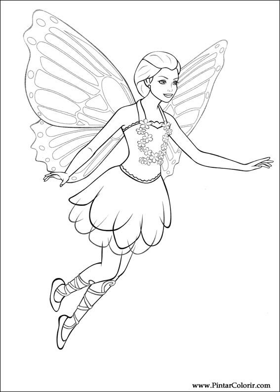 Pintar e Colorir Barbie Mariposa - Desenho 002