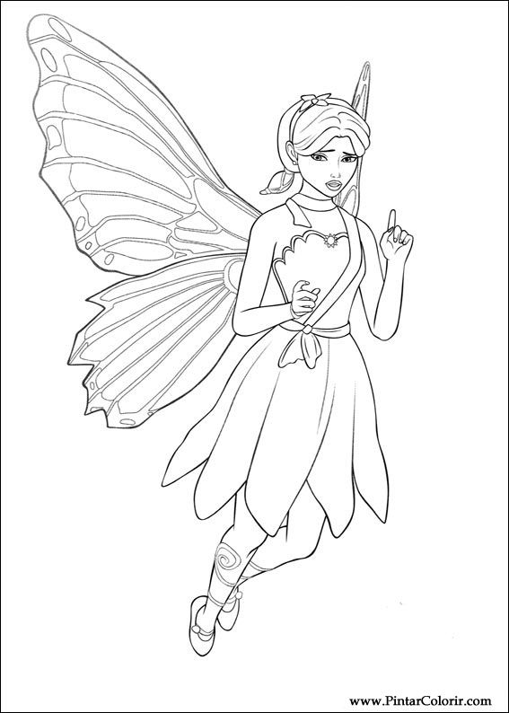 Pintar e Colorir Barbie Mariposa - Desenho 009