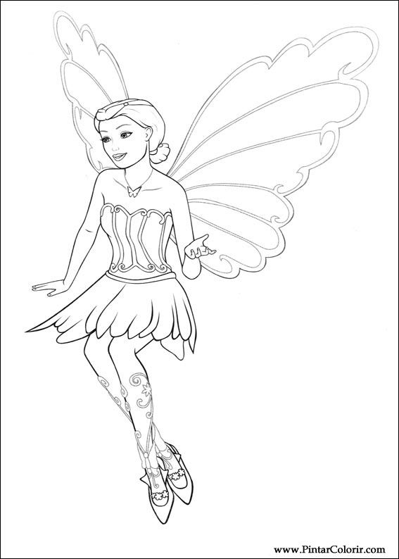 Pintar e Colorir Barbie Mariposa - Desenho 012