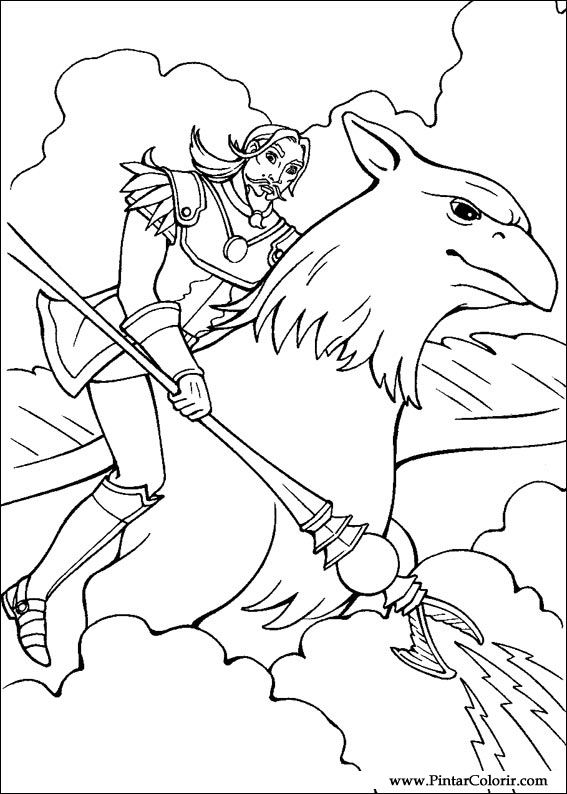 Pintar e Colorir Barbie Pegaso Magico - Desenho 006