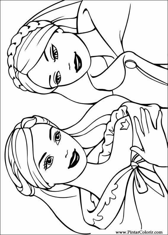 Pintar e Colorir Barbie Princesa - Desenho 001