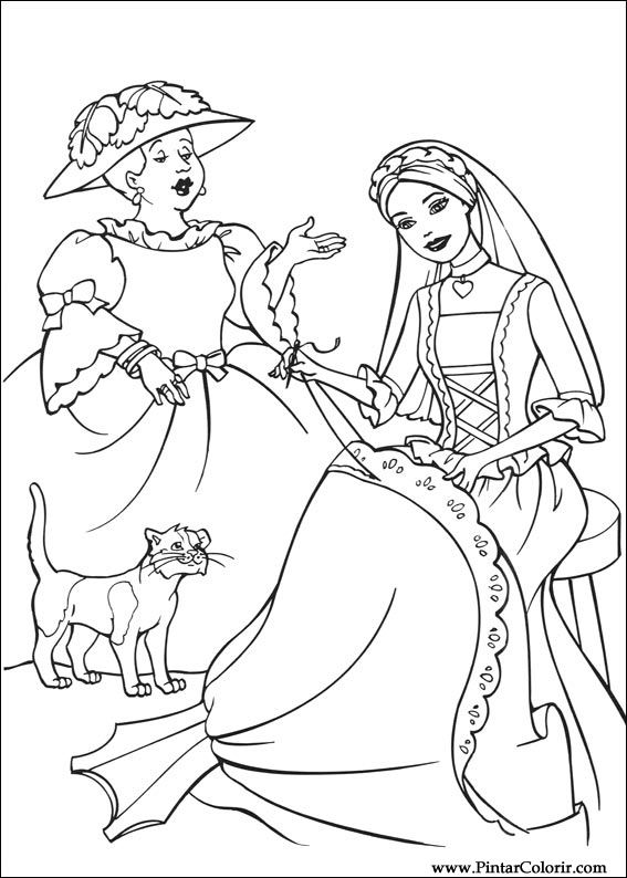 Desenho para colorir da princesa Barbie · Creative Fabrica