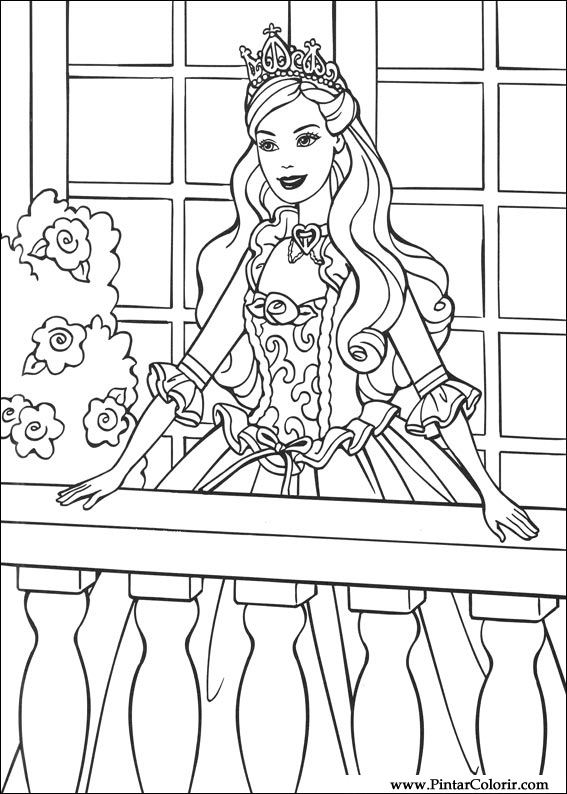 Pintar e Colorir Barbie Princesa - Desenho 007