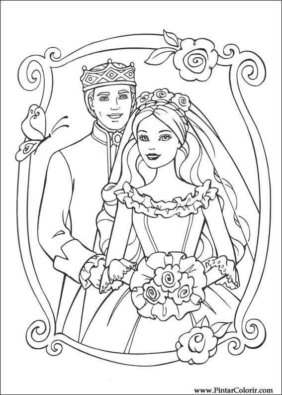 Pintar e Colorir Barbie Princesa - Desenho 025