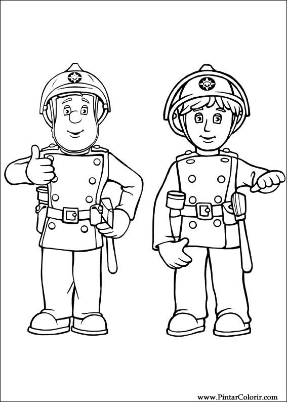 Drawings To Paint  Colour Fireman Sam  Print Design 011