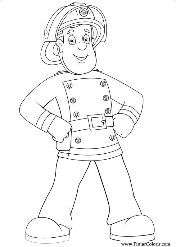 Fireman Sam in the Hat Coloring Page  ColoringAll