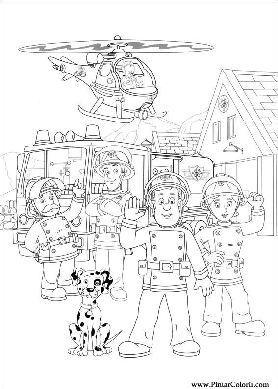 Drawings To Paint  Colour Fireman Sam  Print Design 005