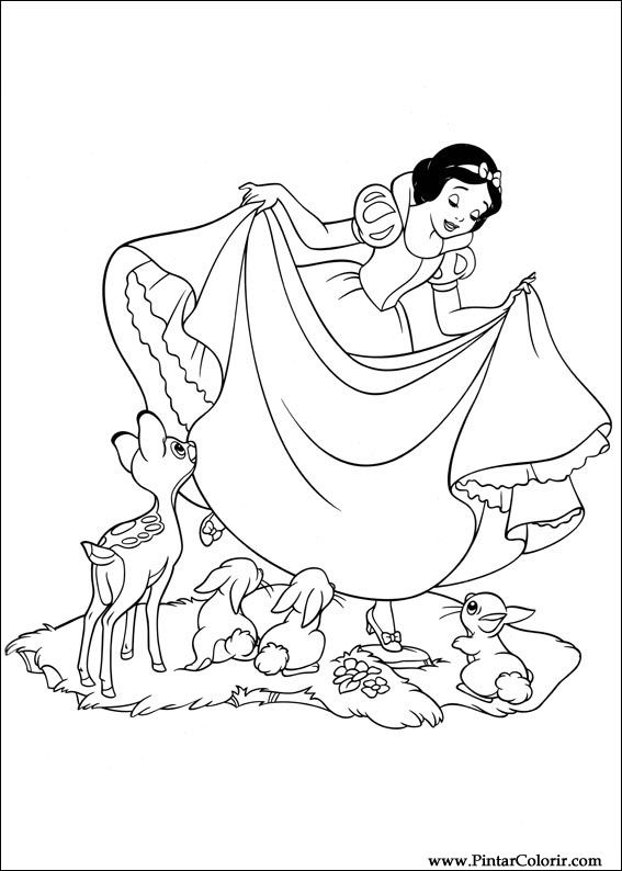 Pintar e Colorir Branca De Neve - Desenho 002