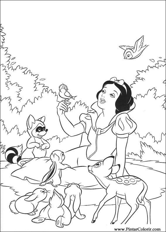 Pintar e Colorir Branca De Neve - Desenho 016