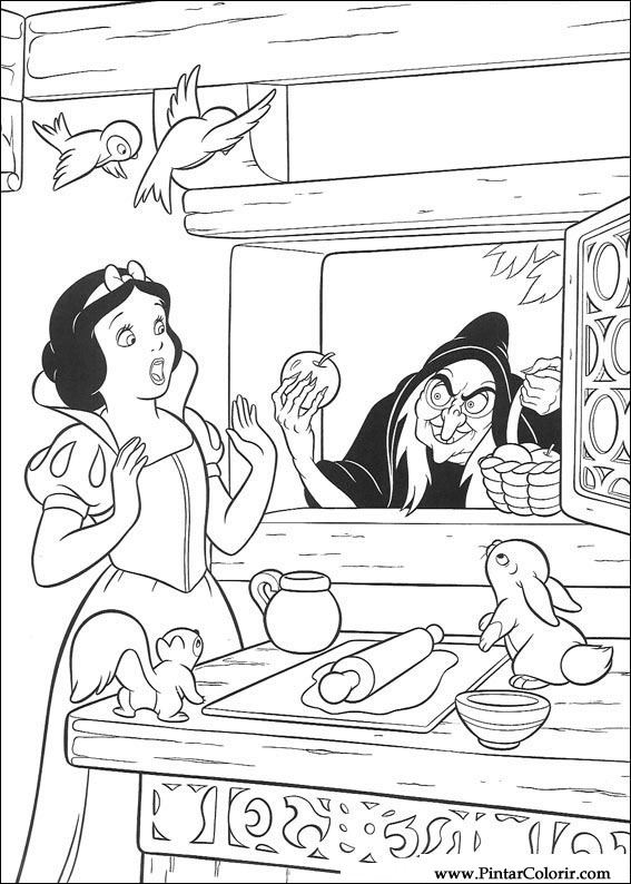 Pintar e Colorir Branca De Neve - Desenho 024