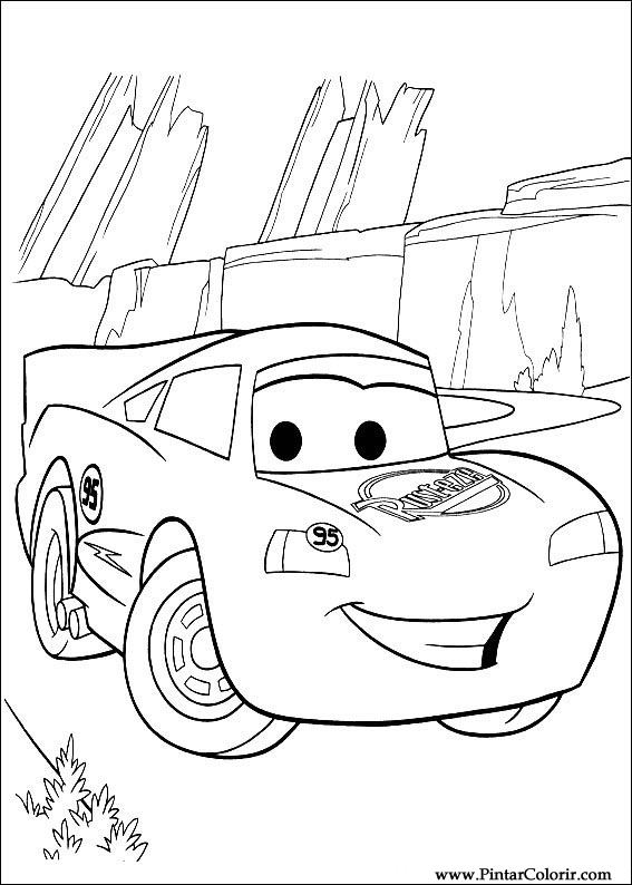 Desenhos para colorir de carros: o relâmpago mcqueen na garagem  