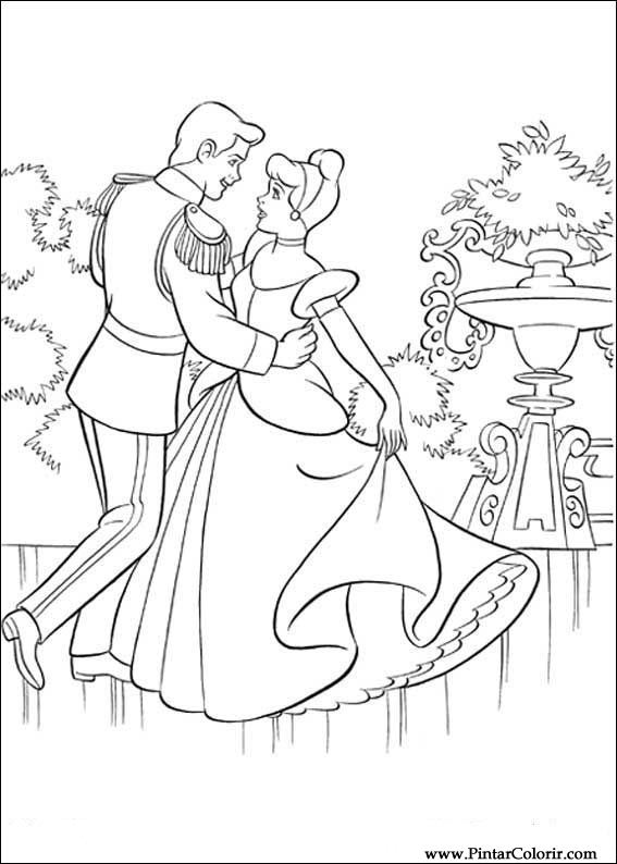 Drawings To Paint & Colour Cinderella - Print Design 073