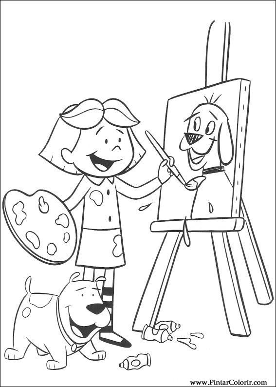 Desenhos - Criança Pintando Quadro - Colorir e Pintar - QDB