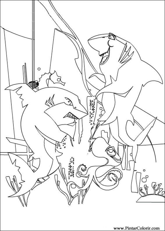 Pintar e Colorir Gang Dos Tubaroes - Desenho 012