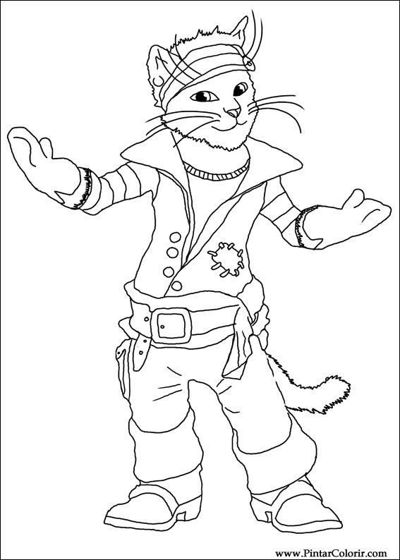 Pintar e Colorir Gato De Botas - Desenho 006