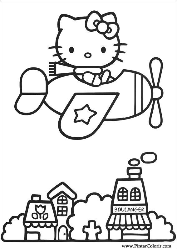 Drawings To Paint & Colour Hello Kitty - Print Design 042