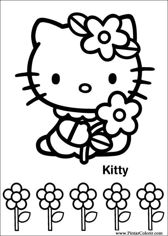 Hello Kitty e ursinho para colorir - Imprimir Desenhos