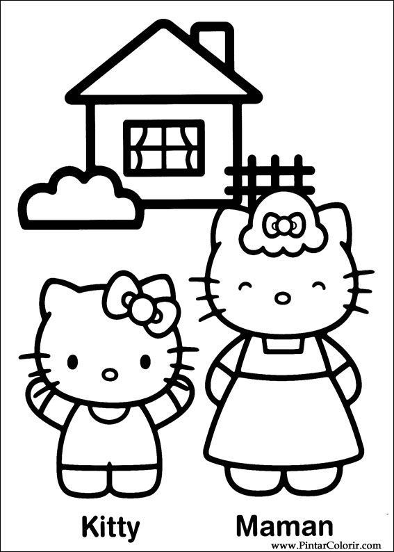 Drawings To Paint & Colour Hello Kitty - Print Design 013