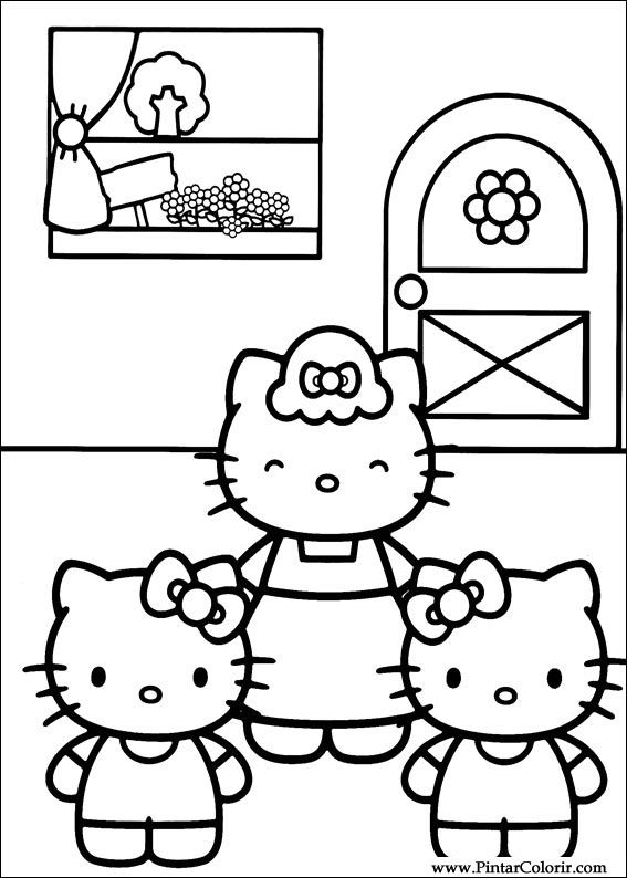 Pintar e Colorir Hello Kitty - Desenho 018