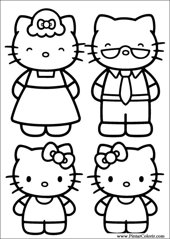 Drawings To Paint & Colour Hello Kitty - Print Design 013