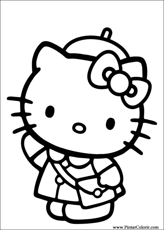 Hello Kitty e ursinho para colorir - Imprimir Desenhos