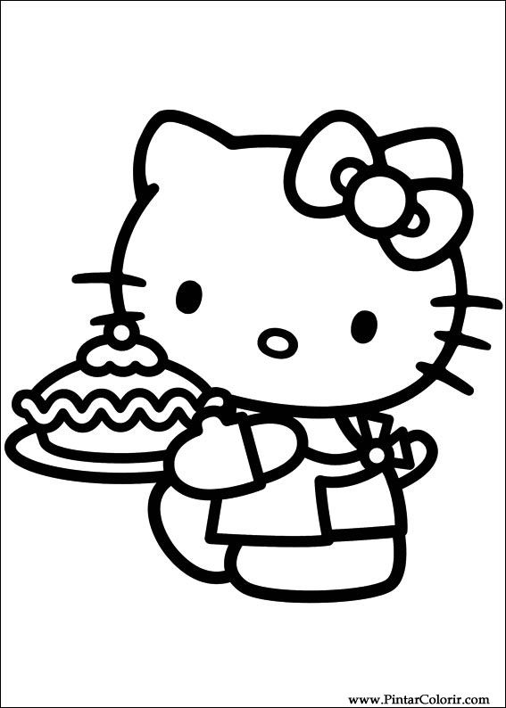 Pintar e Colorir Hello Kitty - Desenho 039