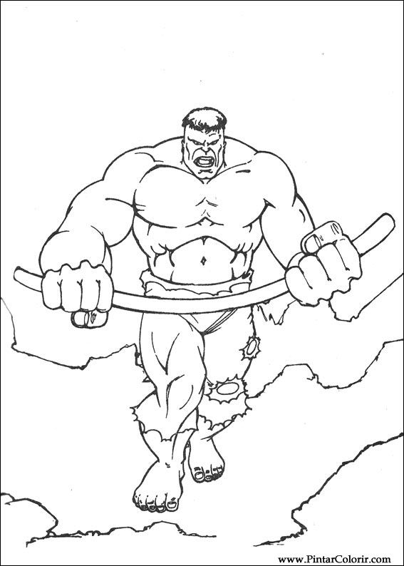 Pintar e Colorir Hulk - Desenho 024