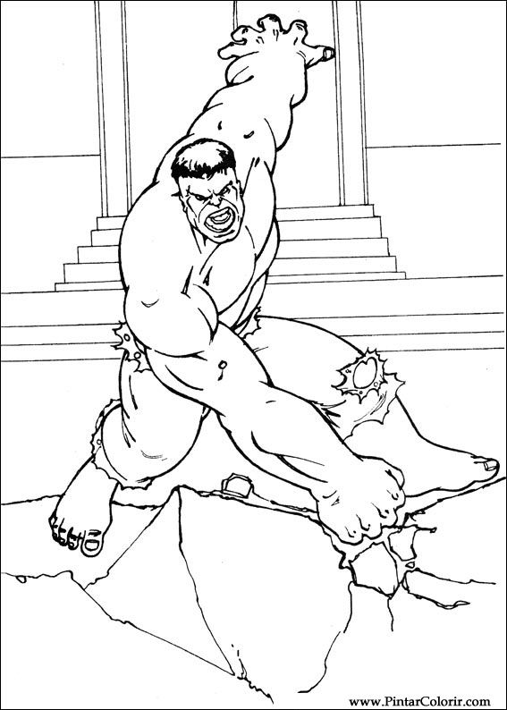 Pintar e Colorir Hulk - Desenho 087