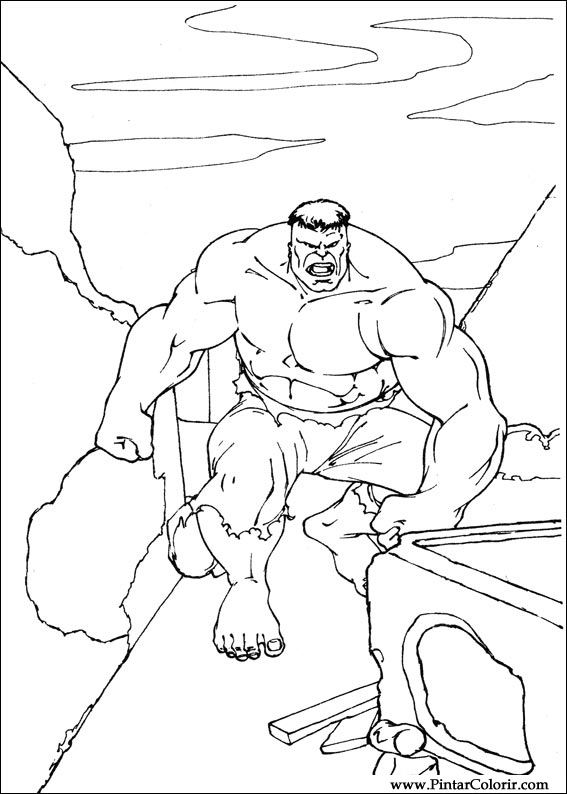 Pintar e Colorir Hulk - Desenho 096