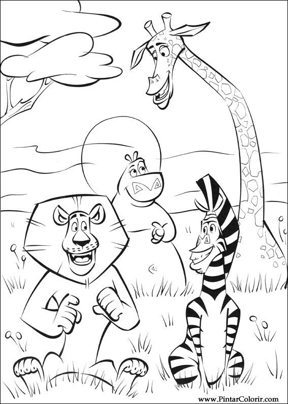 Desenhos Para Pintar e Colorir Madagascar 2 - Imprimir Desenho 039