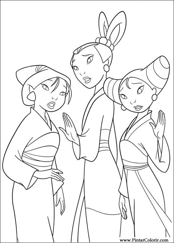 Pintar e Colorir Mulan - Desenho 010