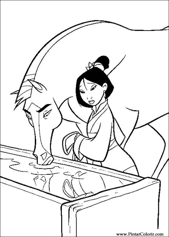 Pintar e Colorir Mulan - Desenho 043