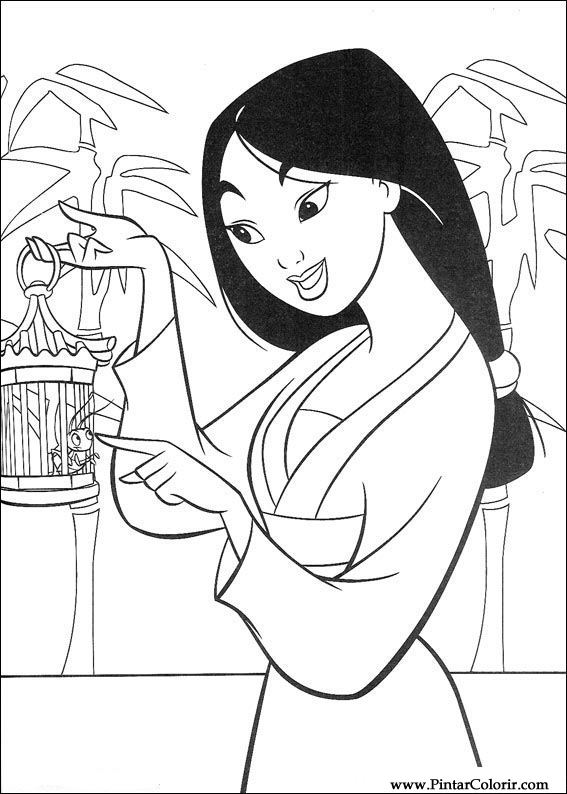 Pintar e Colorir Mulan - Desenho 048