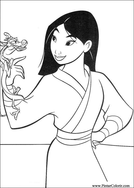 Pintar e Colorir Mulan - Desenho 050