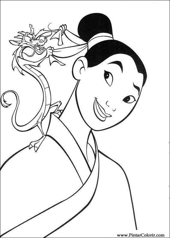 Pintar e Colorir Mulan - Desenho 052
