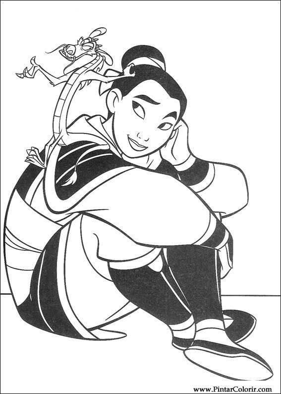 Pintar e Colorir Mulan - Desenho 056