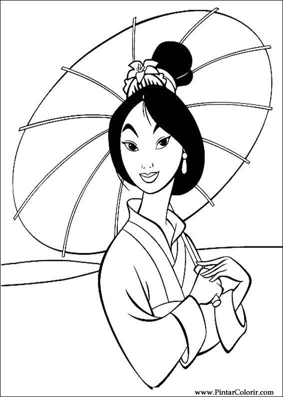 Pintar e Colorir Mulan - Desenho 058