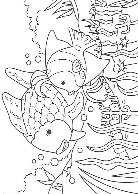 Pintar e Colorir O Peixe Arco Iris - Desenho 001