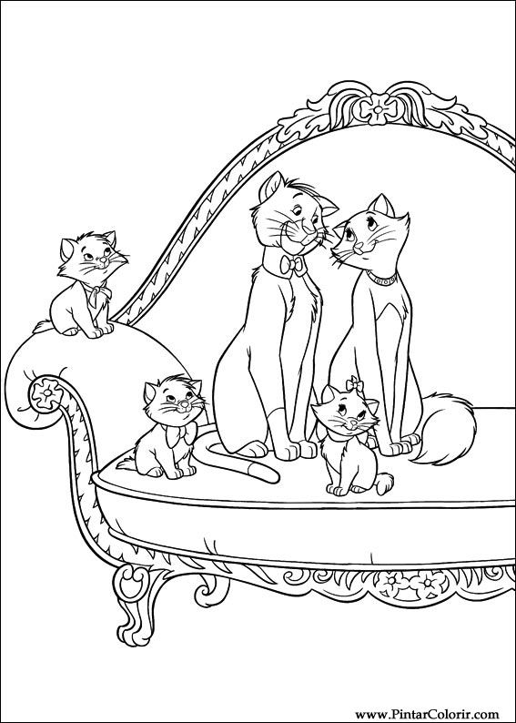 Pintar e Colorir Os Aristogatos - Desenho 002