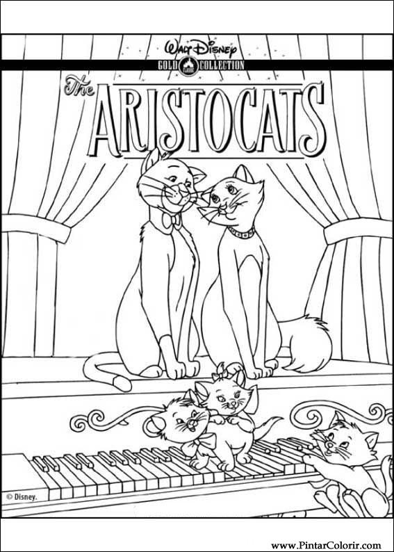 Pintar e Colorir Os Aristogatos - Desenho 012