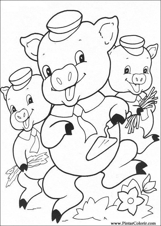 Pintar e Colorir Os Tres Porquinhos - Desenho 017