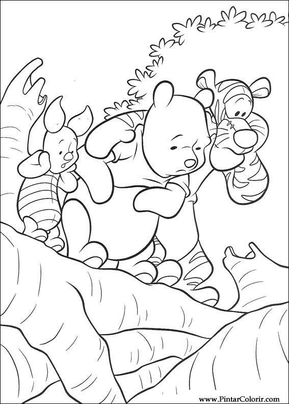 Pintar e Colorir Pooh E O Efalante - Desenho 007