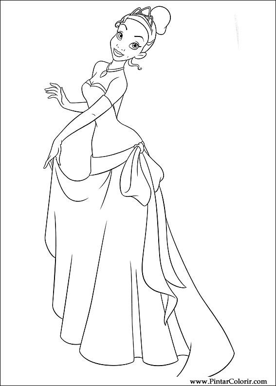 Drawings To Paint & Colour Princess Frog - Print Design 015