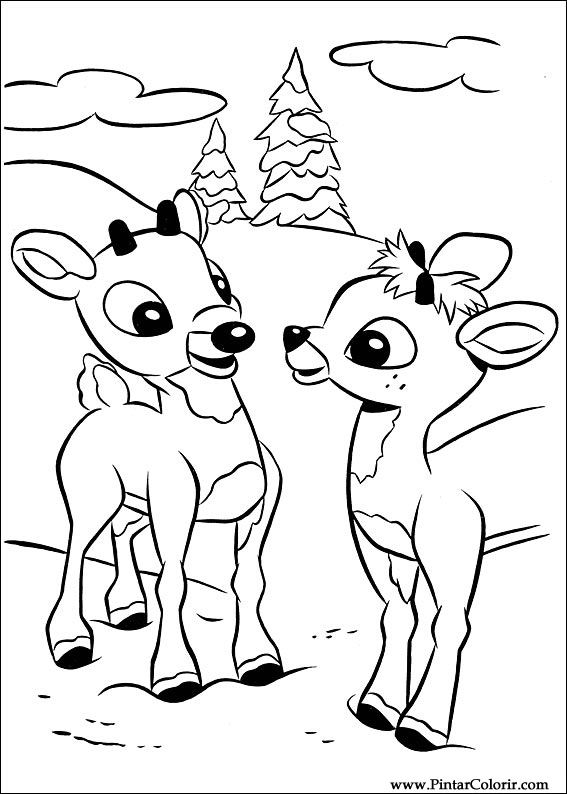 Pintar e Colorir Rudolph - Desenho 012