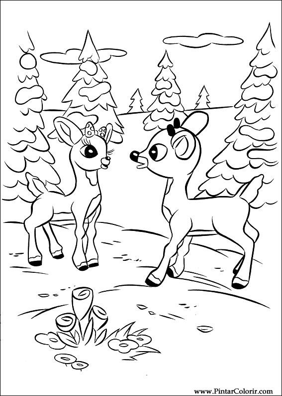 Pintar e Colorir Rudolph - Desenho 014