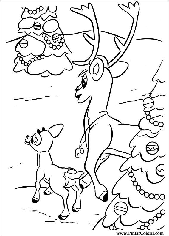 Pintar e Colorir Rudolph - Desenho 018